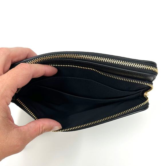 Coach Double Zip Wallet in Black Leather C5610 - Picture 4 of 7